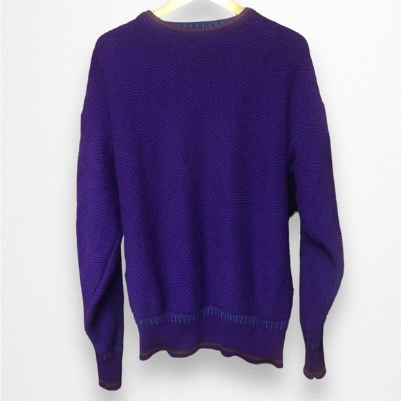 Vintage 90’s Colors By Alexander Julian Purple Crewneck Sweater Large - Picture 1 of 6